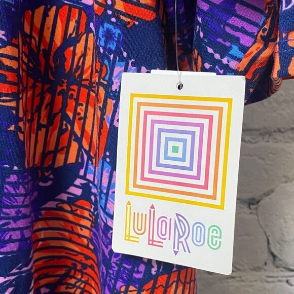 LULAROE Plus Size Tunic Tee 2XL Irma Top Blue Purple Print Tshirt Short Sleeve N - Picture 6 of 9